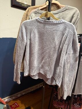 Altar'd State Light Gray Chenille Crewneck Sweater